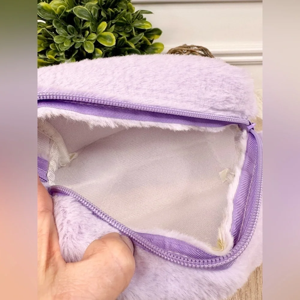 Lavender Faux Fur Cosmetic Bag